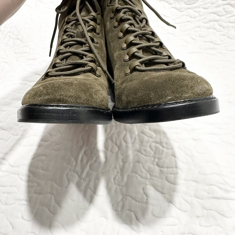 VINCE Falco Green Suede Padded Hiking Combat Military Boots Leather Heel Sz 9.5 - Picture 7 of 8